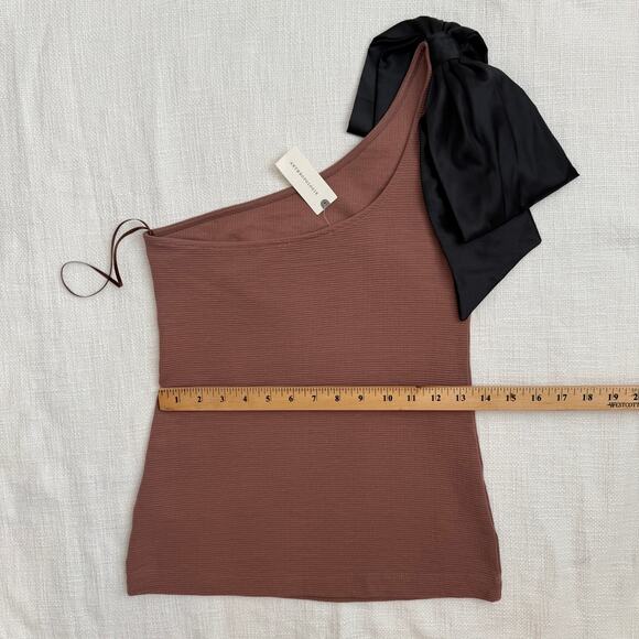Maeve by Anthropologie Bow Shoulder Ribbed Tank Top Brown XS - Picture 6 of 16